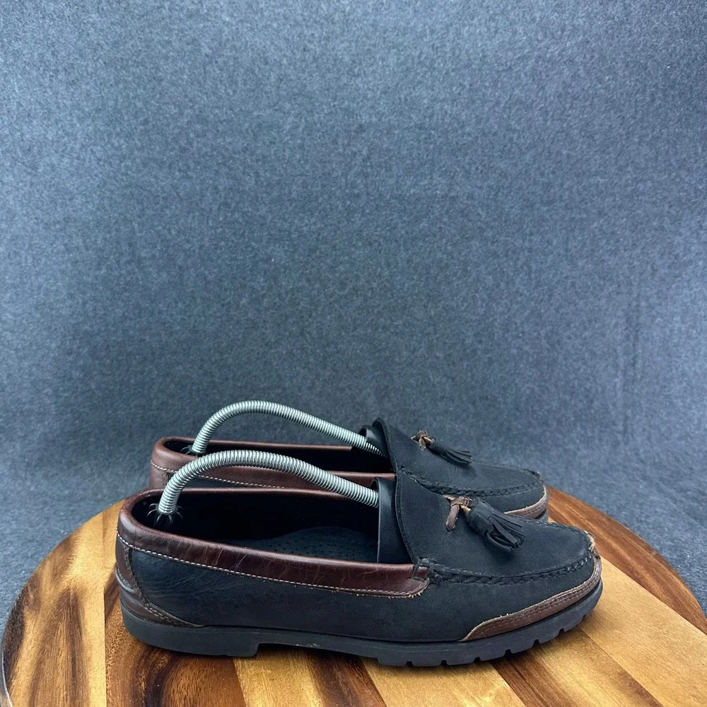 Cole Haan Mens Tassel Loafers Maine USA Leather Vibram Lug Sole Brown 10.5D